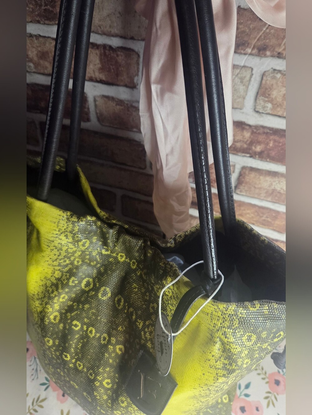 Nwot Furla Yellow and Black Snake-Print Tote - Picture 10 of 10